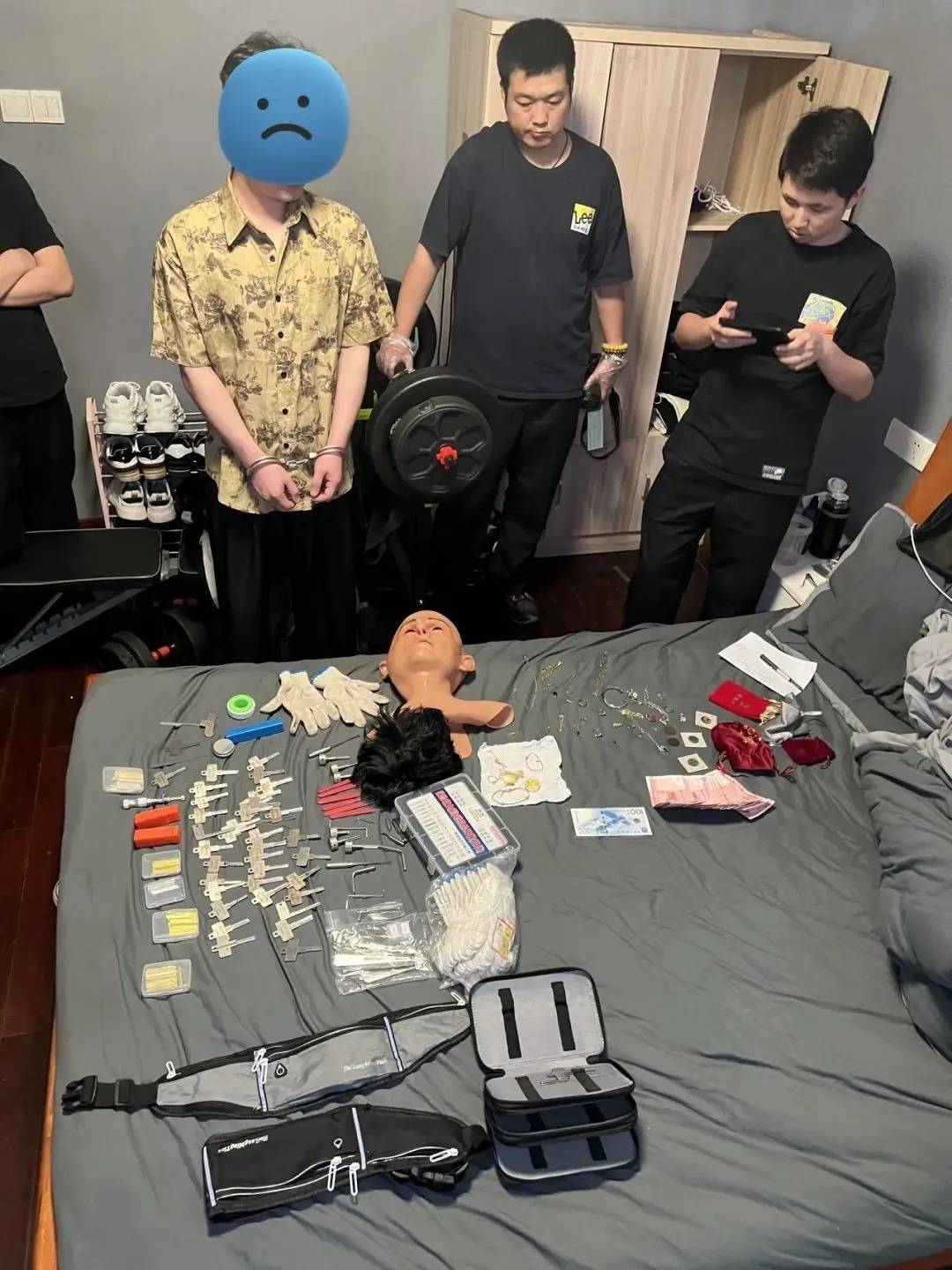 江苏一男子戴仿真“人皮”面具入室盗窃<strong></p>
<p>灰太狼</strong>，流窜多个小区作案，涉案金额达15万余元