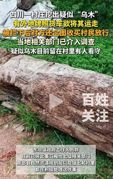 四川一村庄疑挖出珍贵乌木<strong></p>
<p>比特币发行价</strong>，有人想运走被拦下，当地回应